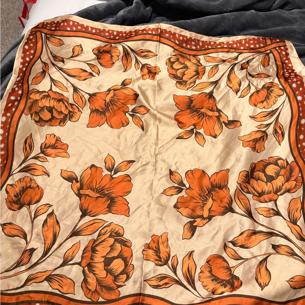 Anthropologie Floral Orange and Cream scarf